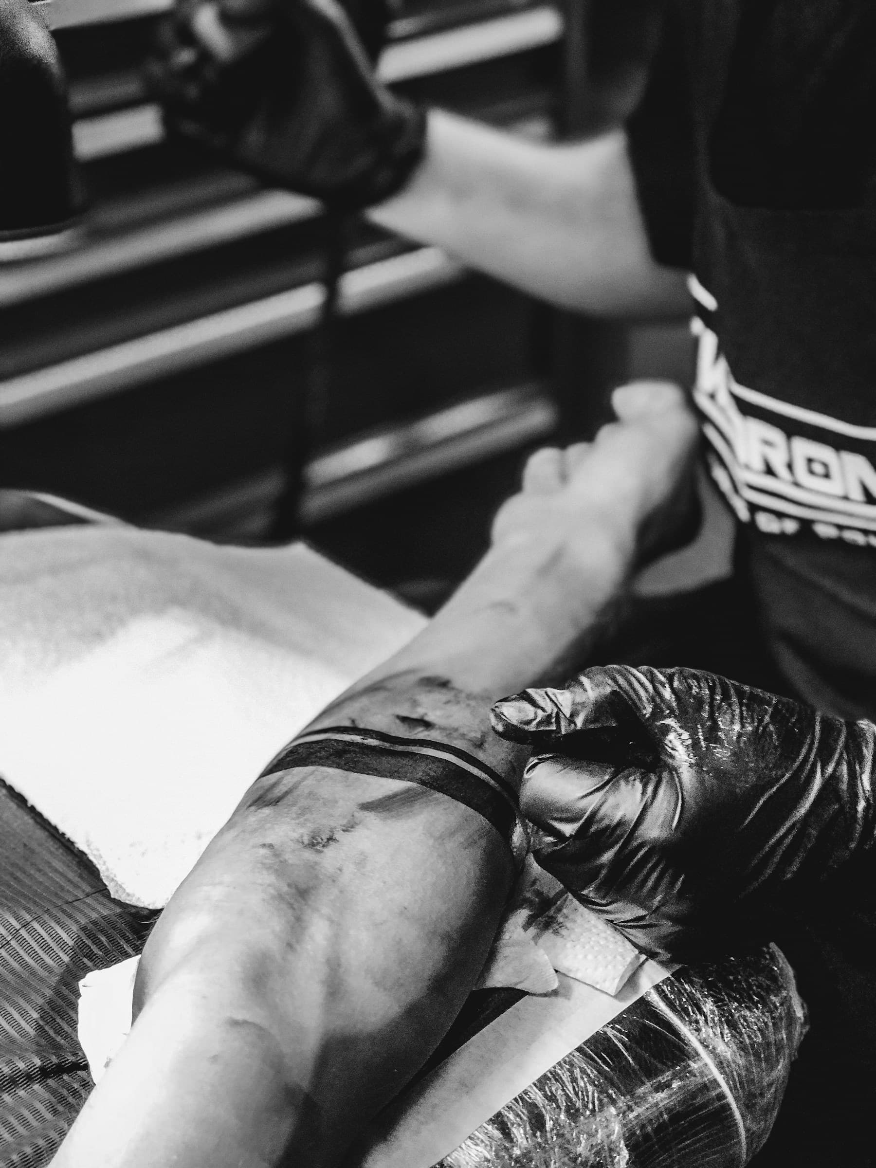 Detailed black tattoo close up